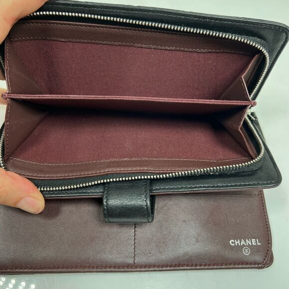 CHANEL Matelasse Timeless Classics Bifold Long Wallet Lamb Skin Black Authentic - Picture 10 of 13